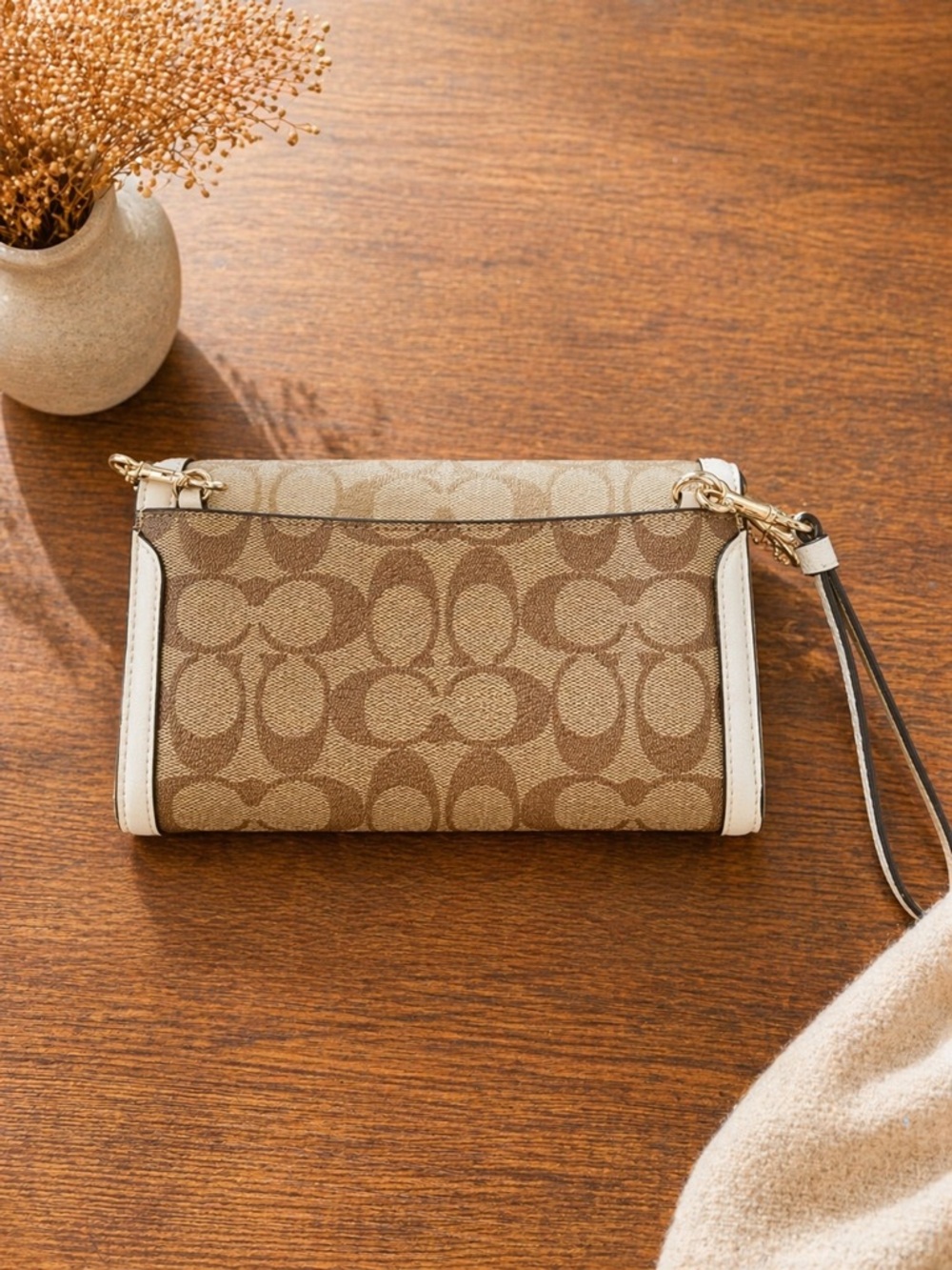 Coach Beige Signature Canvas Crossbody with Chalk Trim - Picture 5 of 7